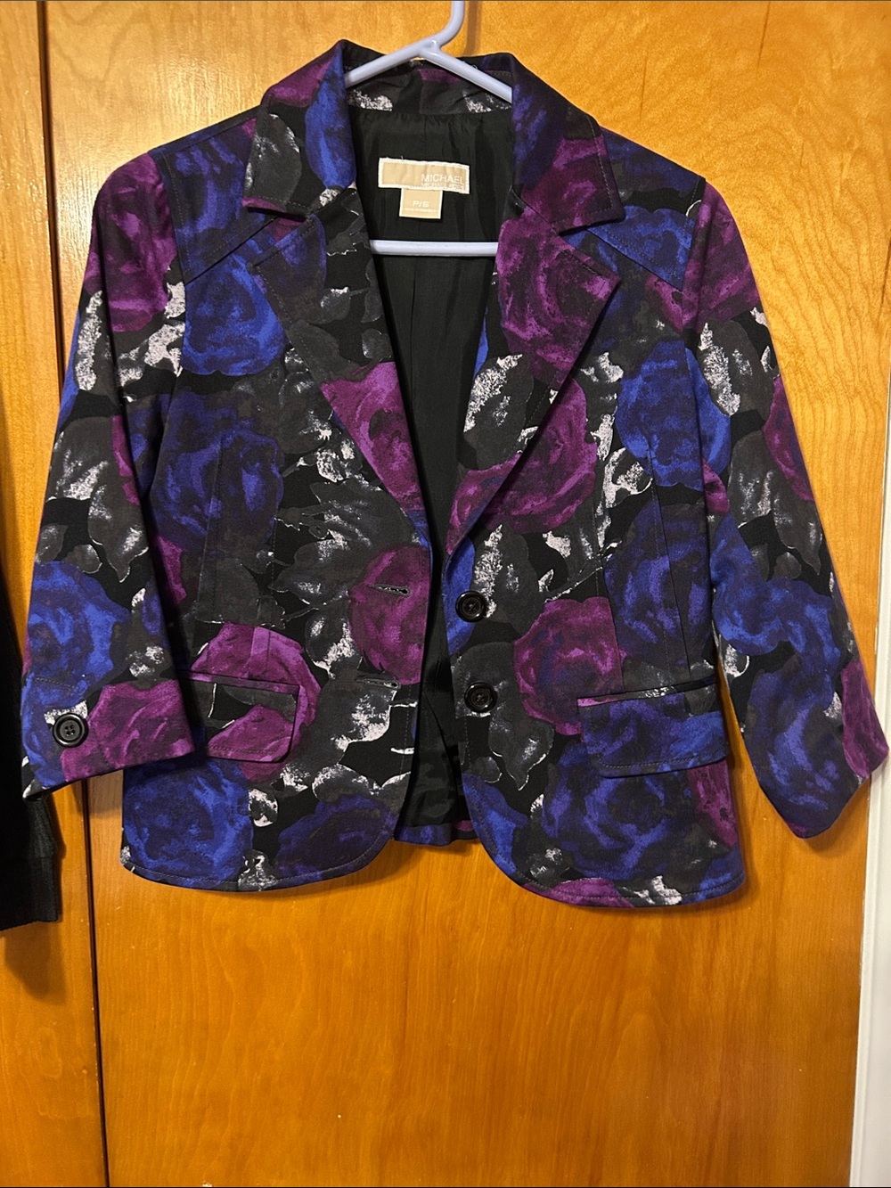 Michael Kors Black Blazer with Purple & Blue Floral Print
